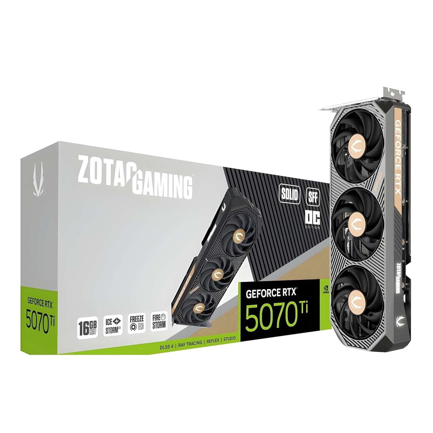 ZOTAC Gaming GeForce RTX 5070 Ti Solid SFF OC Graphics Card - Black | 16 GB | GDDR7 | Advanced Cooling (Unboxed)